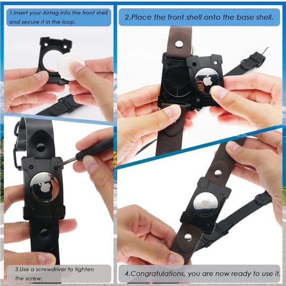 Dog Collar with Airtag Holder  (2 Pack Black & Brown, Large) - Picture 10 of 12